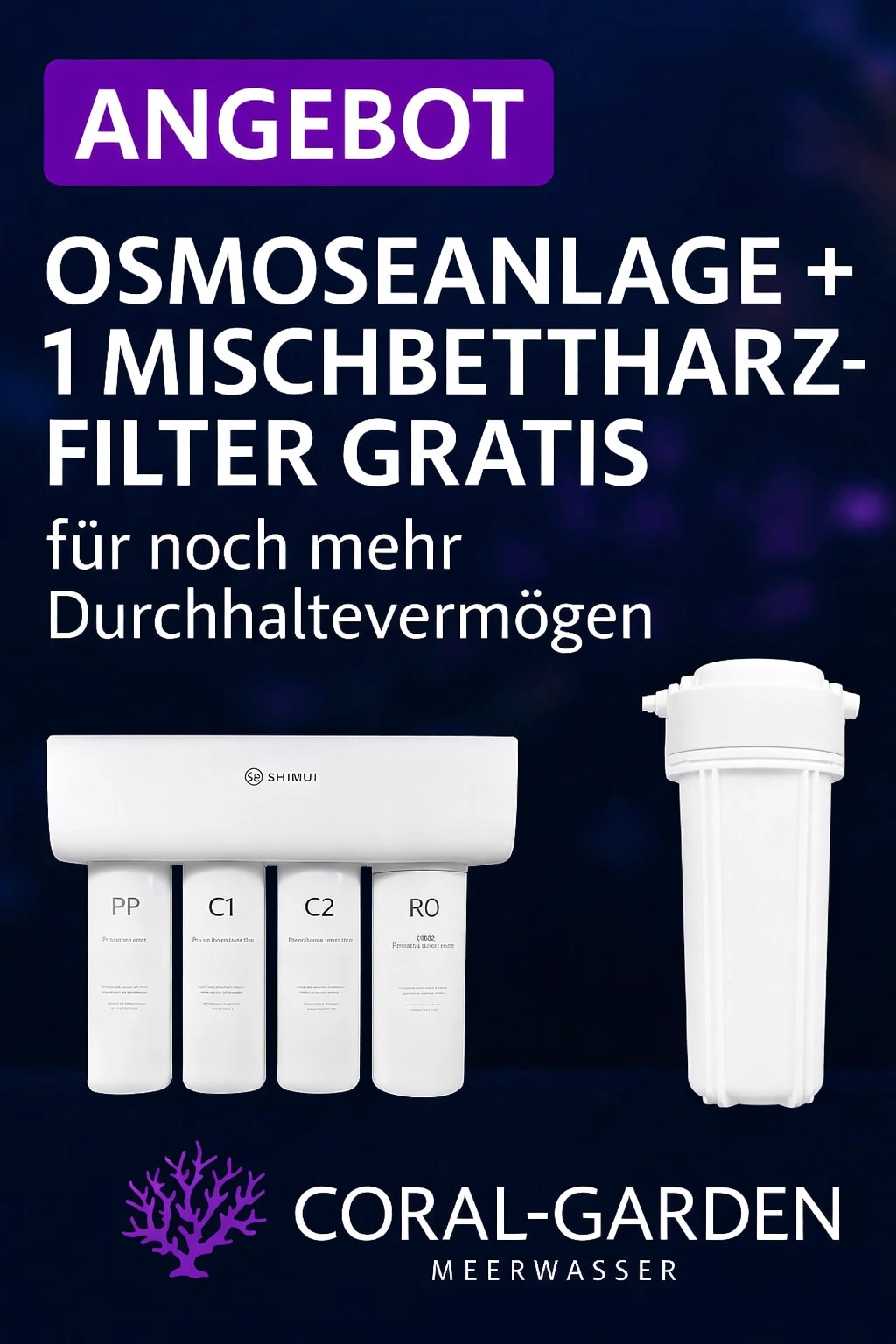 AO.SHIMIOU 3800 Osmosis | Osmoseanlage + extra Mischbettharzfilter 