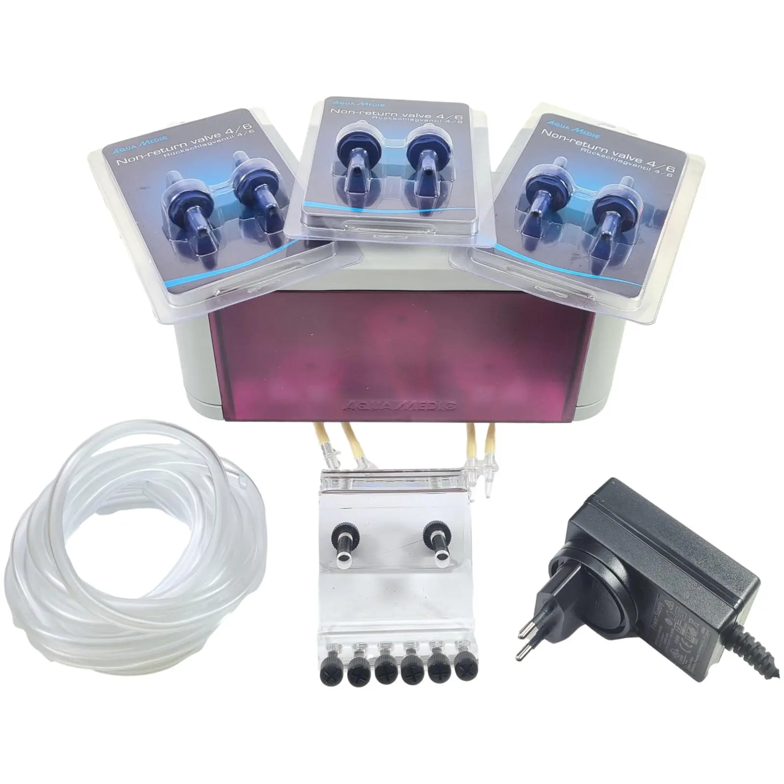 Aqua-Medic reefdoser EVO 3 | Wifi Dosierpumpen-Set mit Rückschlagventilen + Schlauchhalterung