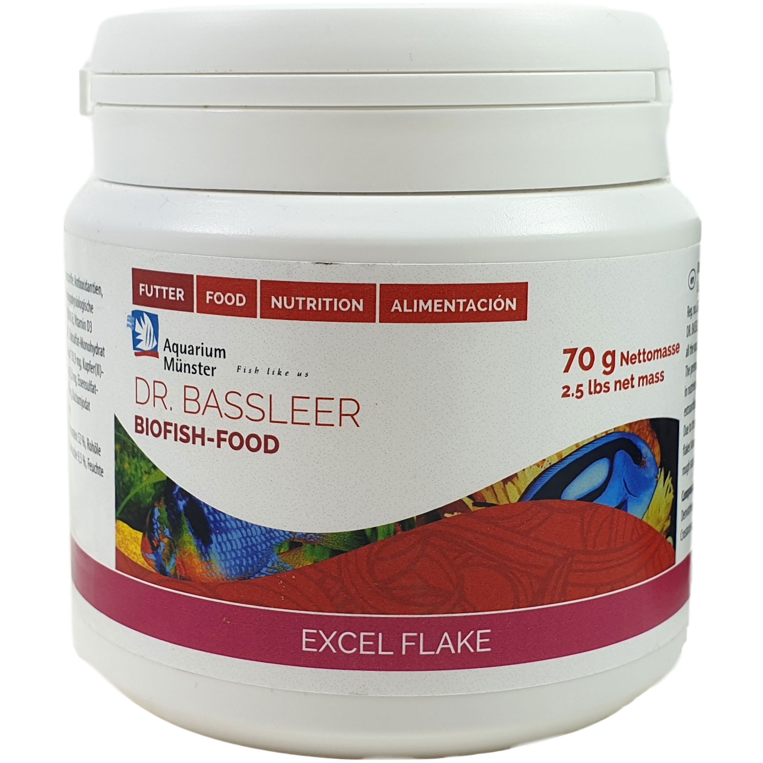 Dr. Bassleer Fish Food excel flake 70 g Flockenfutter Dr. Bassleer Fish Food excel flake 70 g Flockenfutter