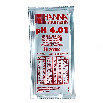Hanna HI70004P Kalibrierlösung pH 4,01; Standardqualität, 25 x 20mL-Beutel