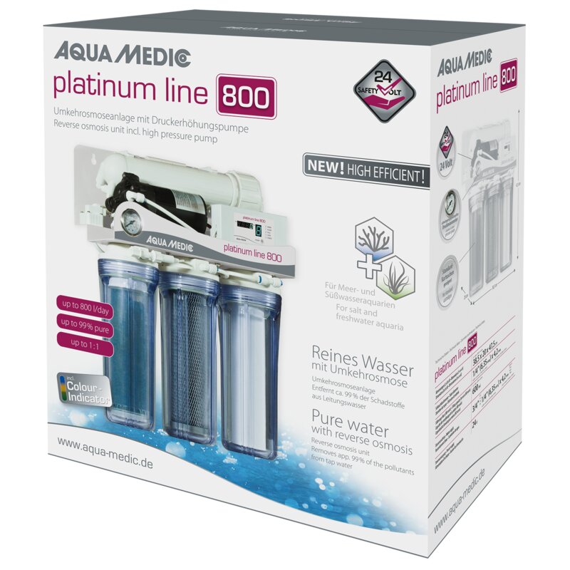Aqua-Medic platinum line 800 – Umkehrosmoseanlage 800 l/Tag mit Druckerhöhungspumpe