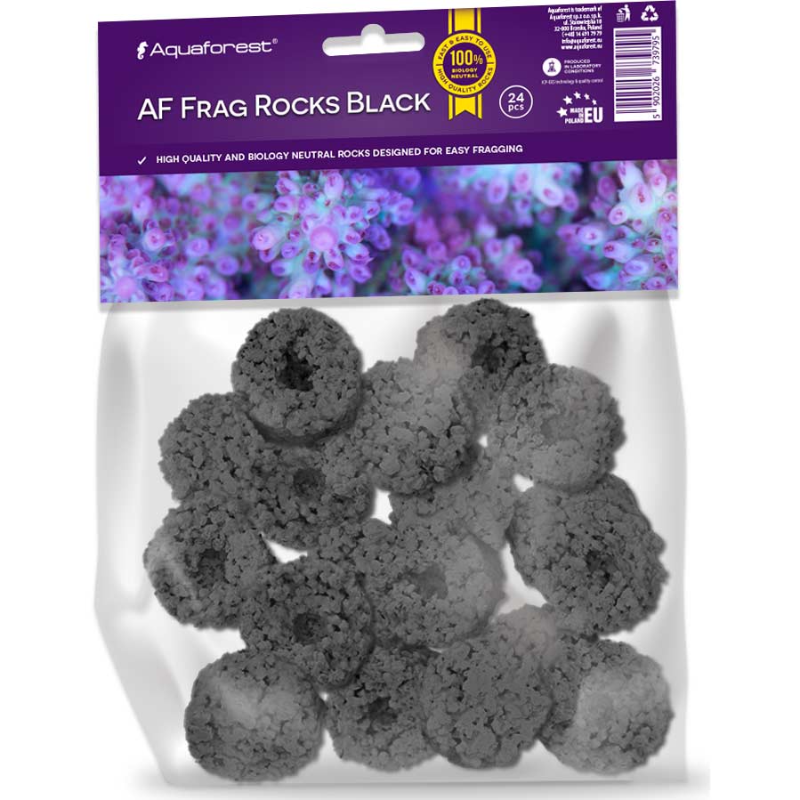 aquaforest-frag-rocks-black-ablegersteine Aquaforest Frag Rocks black | 24 Stück Ablegersteine schwarz ca. 45 mm