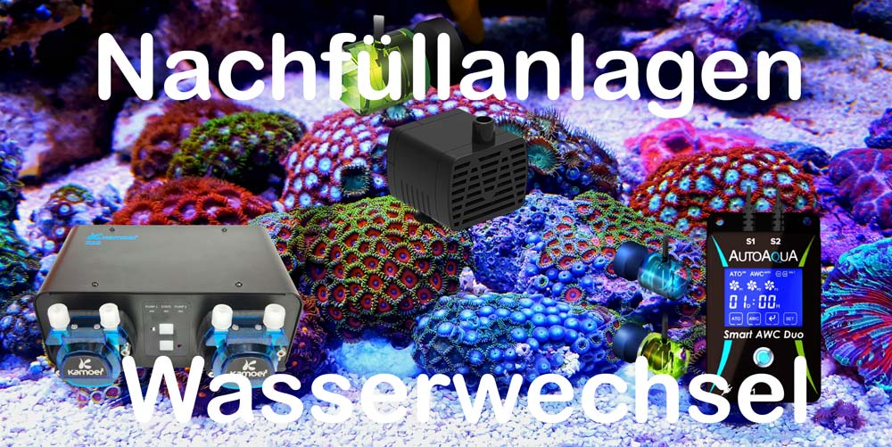 Zu den ATO und Anlagen für den automatischen Wasserwechsel Grafik zu Nachfüllanlagen und Wasserwechselgeräten im Meerwasseraquarium Shop