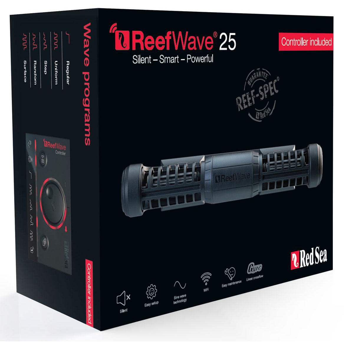 red-sea-reef-wave-25-verkaufsverpackung Red Sea ReefWave 25 Wellengenerator max 7.500 l/h, 4-25 W, für max. 15 mm Glas