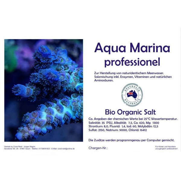 Aqua marina professionel-marine Salt | Salzmischung inkl. Enzymen, Vitaminen, Aminosäuren